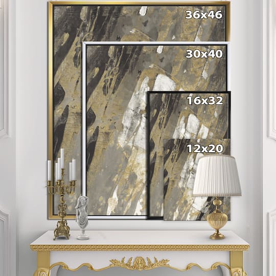 Designart - Gold, Black and White Hanpainted Abstract